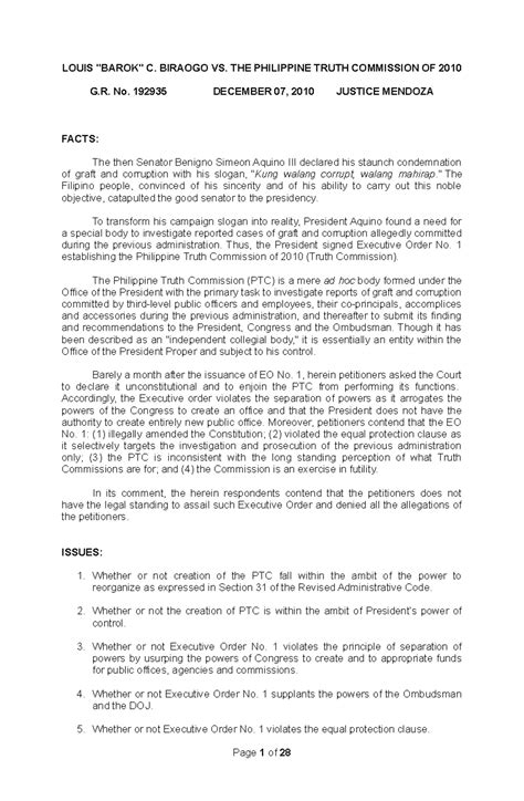 biraogo vs truth commission|Case Digest: LOUIS 'BAROK' C. BIRAOGO v. PHILIPPINE .